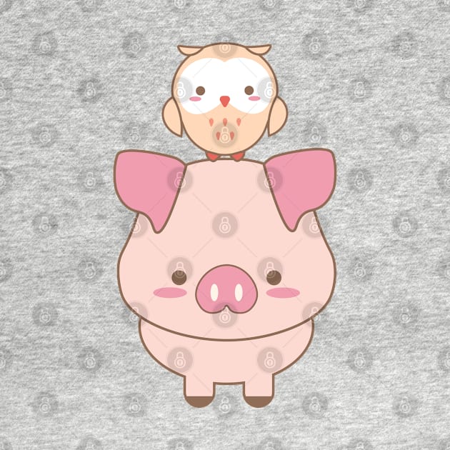 Kawaii Animals Pattern in Light Pink by RedRubi